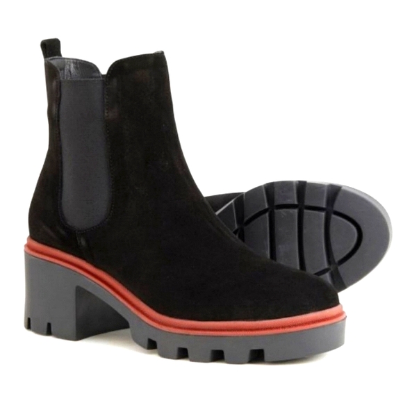 Antonio de Faria Black Suede Leather Chunky Chelsea Boots Size 8 - Picture 11 of 12